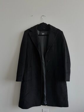 Cinzia Rocca Black Wool Angora Coat Made in Italy Classic Tailored